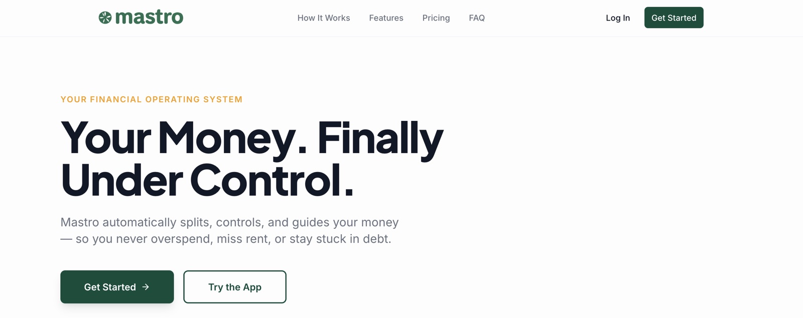 Mastro: Your Money. Finally Under Control. Mastro automatically splits, controls and guides your money.